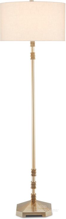 The appearance of Pilare Gold Floor Lamp designed by Currey & Company in the modern / contemporary interior design. This gold piece of furniture  was selected by 1StopBedrooms from Pilar Collection to add a touch of cosiness and style into your home. Sku: 8000-0098. Material: Aluminum. Product Type: Floor Lamp. Image1