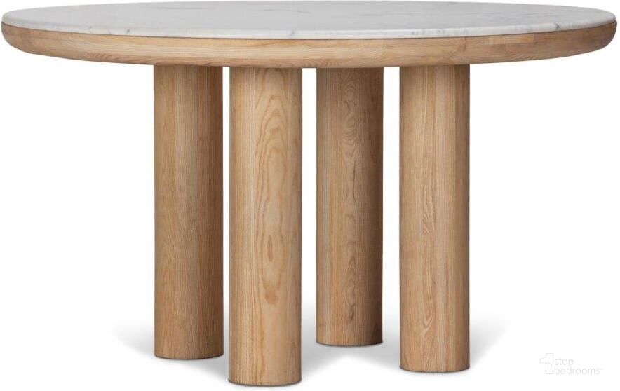 The appearance of Pillar Round Dining Table In Nature designed by Union Home Furniture in the modern / contemporary interior design. This nature piece of furniture  was selected by 1StopBedrooms from Pillar Collection to add a touch of cosiness and style into your home. Sku: DIN00320. Table Base Style: Legs. Material: Wood. Product Type: Dining Table. Size: 52". Image1