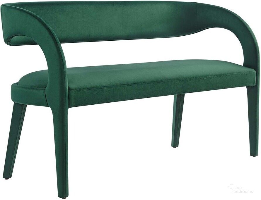The appearance of Pinnacle Performance Velvet Accent Bench In Green designed by Modway in the modern / contemporary interior design. This green piece of furniture  was selected by 1StopBedrooms from Pinnacle Collection to add a touch of cosiness and style into your home. Sku: EEI-6572-GRN. Product Type: Bench. Material: Rubberwood. Image1