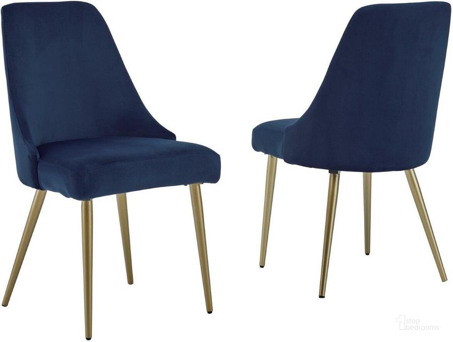 The appearance of Pipers Cove Blue/Gold Dining Chair Set of 2 designed by Isaac Tahari in the modern / contemporary interior design. This blue/gold piece of furniture  was selected by 1StopBedrooms from Pipers Cove Collection to add a touch of cosiness and style into your home. Sku: D292-01. Material: Fabric. Product Type: Dining Chair. Image1