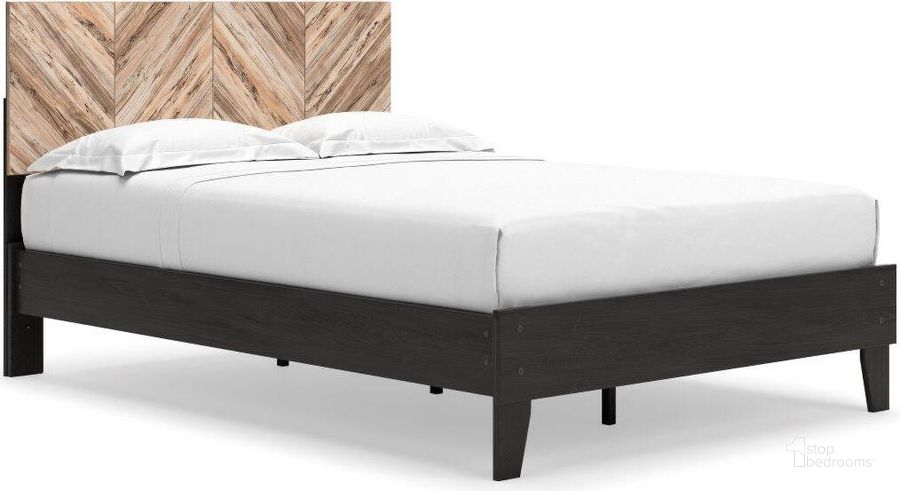 The appearance of Piperton Brown and Black Full Platform Bed designed by Signature Design by Ashley in the modern / contemporary interior design. This two-tone brown/black piece of furniture  was selected by 1StopBedrooms from Piperton Collection to add a touch of cosiness and style into your home. Sku: EB5514-156;EB5514-112. Bed Type: Platform Bed. Material: Wood. Product Type: Platform Bed. Bed Size: Full. Image1