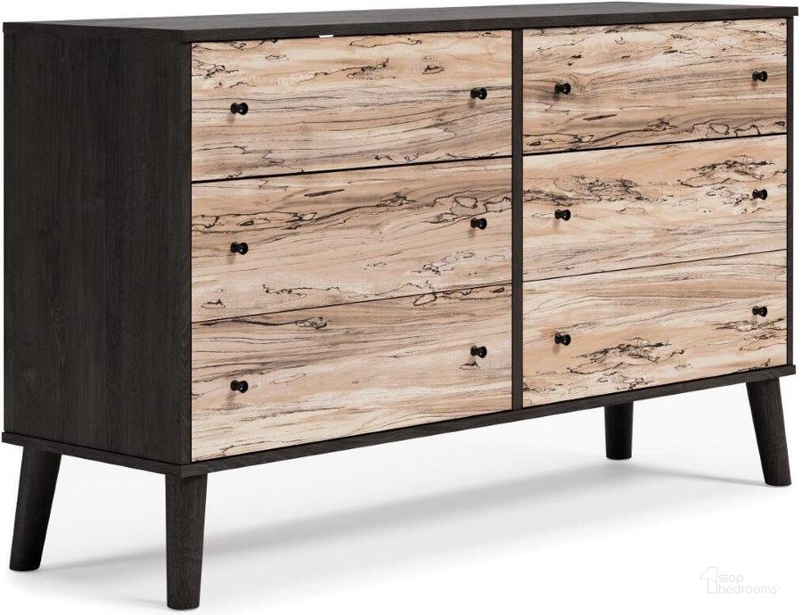 The appearance of Piperton Two-Tone Brown/Black Six Drawer Dresser designed by Signature Design by Ashley in the modern / contemporary interior design. This two-tone brown/black piece of furniture  was selected by 1StopBedrooms from Piperton Collection to add a touch of cosiness and style into your home. Sku: EB5514-231. Material: Wood. Product Type: Dresser. Image1