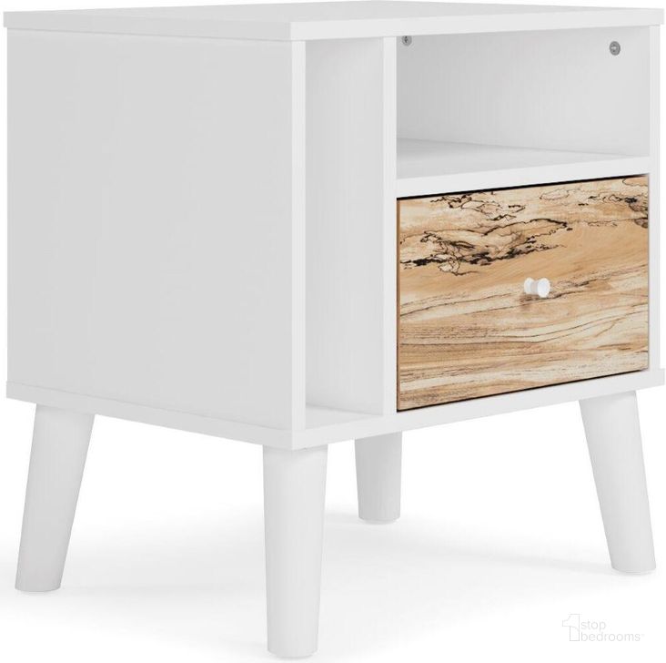 The appearance of Piperton Two-Tone Brown/White One Drawer Night Stand designed by Signature Design by Ashley in the modern / contemporary interior design. This two-tone brown/white piece of furniture  was selected by 1StopBedrooms from Piperton Collection to add a touch of cosiness and style into your home. Sku: EB1221-291. Material: Wood. Product Type: Nightstand. Image1