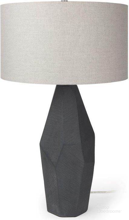 The appearance of Piven Matte Black Textured Ceramic Table Lamp designed by Mercana in the modern / contemporary interior design. This black piece of furniture  was selected by 1StopBedrooms from Piven Collection to add a touch of cosiness and style into your home. Sku: 70369. Material: Ceramic. Product Type: Table Lamp. Image1