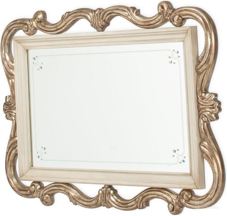 The appearance of Platine De Royale Champagne Wall Mirror N09260-201 designed by AICO in the traditional interior design. This champagne piece of furniture  was selected by 1StopBedrooms from Platine De Royale Collection to add a touch of cosiness and style into your home. Sku: N09260-201. Material: Wood. Product Type: Wall Mirror. Image1