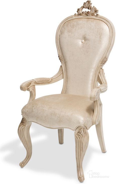The appearance of Platine De Royale Dining Arm Chair Set Of 2 In Champagne designed by AICO in the traditional interior design. This champagne piece of furniture  was selected by 1StopBedrooms from Platine De Royale Collection to add a touch of cosiness and style into your home. Sku: NR09004-201. Material: Wood. Product Type: Dining Chair. Image1