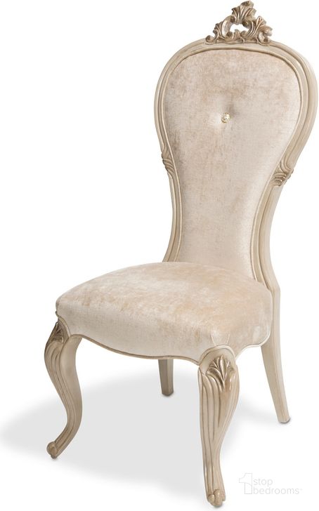 The appearance of Platine De Royale Dining Side Chair Set Of 2 In Champagne designed by AICO in the traditional interior design. This champagne piece of furniture  was selected by 1StopBedrooms from Platine De Royale Collection to add a touch of cosiness and style into your home. Sku: NR09003-201. Material: Wood. Product Type: Dining Chair. Image1