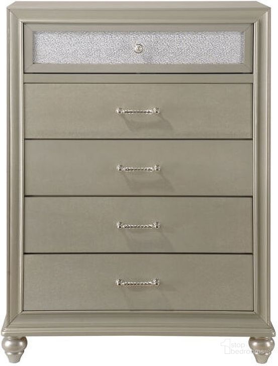 The appearance of Playfair Silver Chest designed by Luxe Linea in the modern / contemporary interior design. This silver piece of furniture  was selected by 1StopBedrooms from Playfair Collection to add a touch of cosiness and style into your home. Sku: B4390-4. Product Type: Chest.