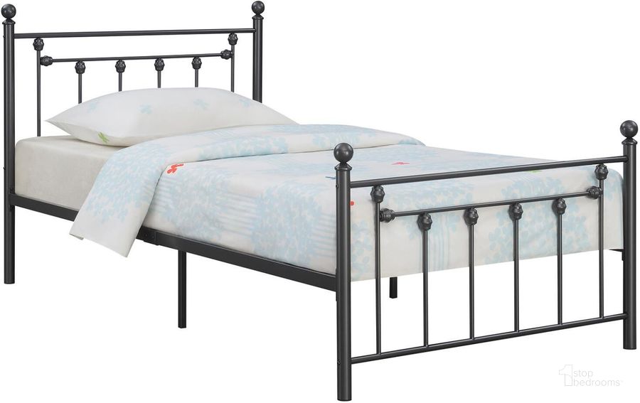 The appearance of Pleasant View Black Full Bed designed by Isaac Tahari in the transitional interior design. This black piece of furniture  was selected by 1StopBedrooms from Pleasant View Collection to add a touch of cosiness and style into your home. Sku: 422740F. Material: Metal. Bed Size: Full. Product Type: Slat / Spindle Bed. Bed Type: Slat / Spindle Bed. Image1