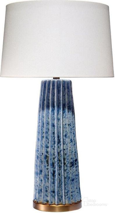 The appearance of Pleated Blue Table Lamp designed by Jamie Young Company in the modern / contemporary interior design. This blue piece of furniture  was selected by 1StopBedrooms from Pleated Collection to add a touch of cosiness and style into your home. Sku: 9PLEATEDTLBL. Material: Ceramic. Product Type: Table Lamp. Image1