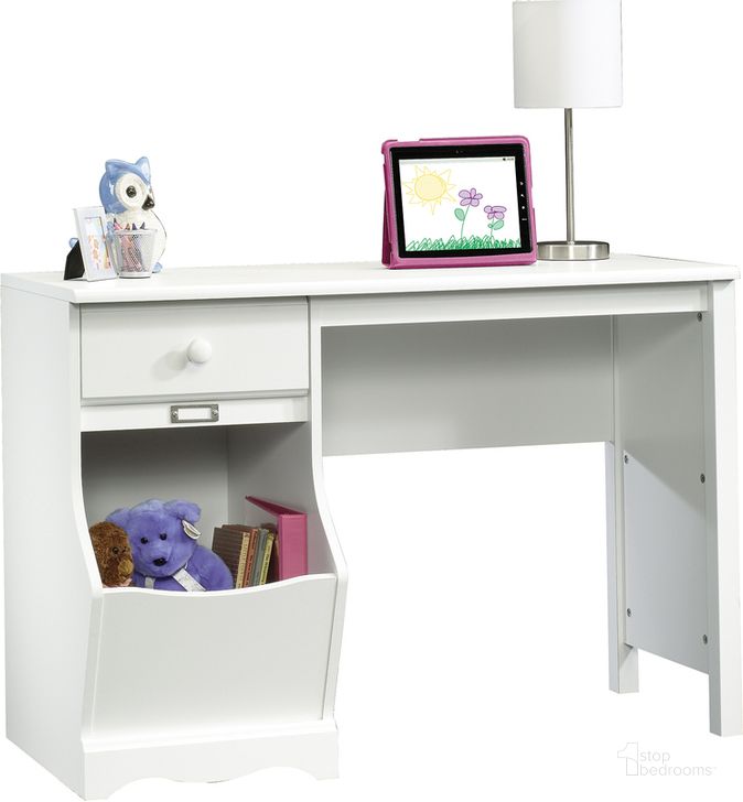 The appearance of Pogo Desk In Soft White designed by Sauder in the modern / contemporary interior design. This soft white piece of furniture  was selected by 1StopBedrooms from Pogo Collection to add a touch of cosiness and style into your home. Sku: 414435. Product Type: Desk. Material: Engineered Wood. Image1