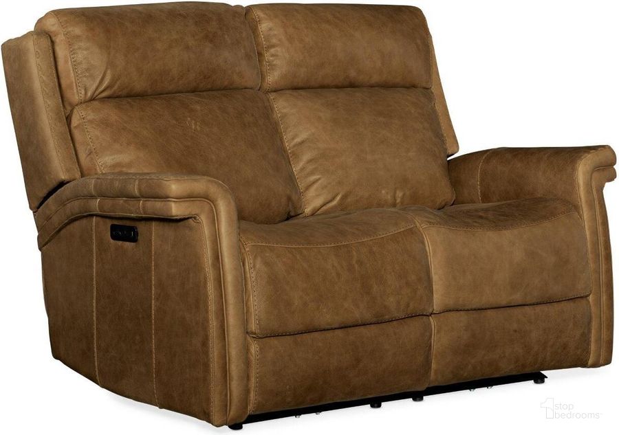 The appearance of Poise Brown Power Recliner Loveseat With Power Headrest designed by Hooker in the transitional interior design. This brown piece of furniture  was selected by 1StopBedrooms from Poise Collection to add a touch of cosiness and style into your home. Sku: SS468-P2-088. Material: Leather. Product Type: Loveseat.