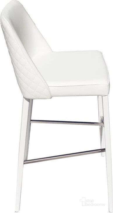 The appearance of Polly Barstool In White designed by Bellini Modern Living in the modern / contemporary interior design. This white piece of furniture  was selected by 1StopBedrooms from Polly Collection to add a touch of cosiness and style into your home. Sku: Polly BS WHT. Material: Leather. Product Type: Barstool. Image1