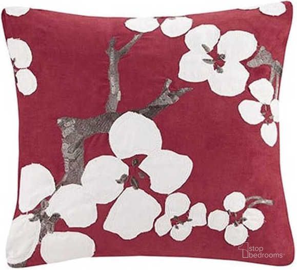 The appearance of Polyester Microsuede Square Pillow With Applique In Red designed by Olliix in the modern / contemporary interior design. This red piece of furniture  was selected by 1StopBedrooms from Cherry Blossom Collection to add a touch of cosiness and style into your home. Sku: NS30-1826A. Material: Polyester. Product Type: Pillow. Image1