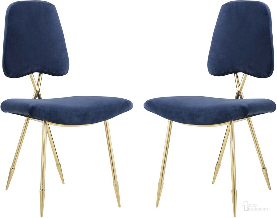 The appearance of Ponder Navy Dining Side Chair Set of 2 designed by Modway in the modern / contemporary interior design. This navy piece of furniture  was selected by 1StopBedrooms from Ponder Collection to add a touch of cosiness and style into your home. Sku: EEI-3506-NAV. Material: Wood. Product Type: Side Chair. Image1