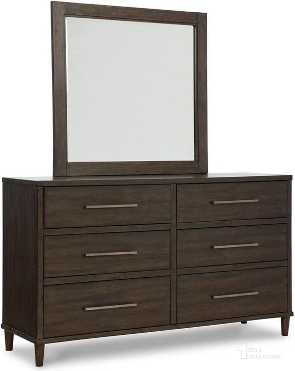 The appearance of Poplar Valley Brown Dresser and Mirror designed by Atelier Home in the modern / contemporary interior design. This brown piece of furniture  was selected by 1StopBedrooms from Poplar Valley Collection to add a touch of cosiness and style into your home. Sku: B374-31;B374-36. Material: Wood. Product Type: Dresser and Mirror. Image1