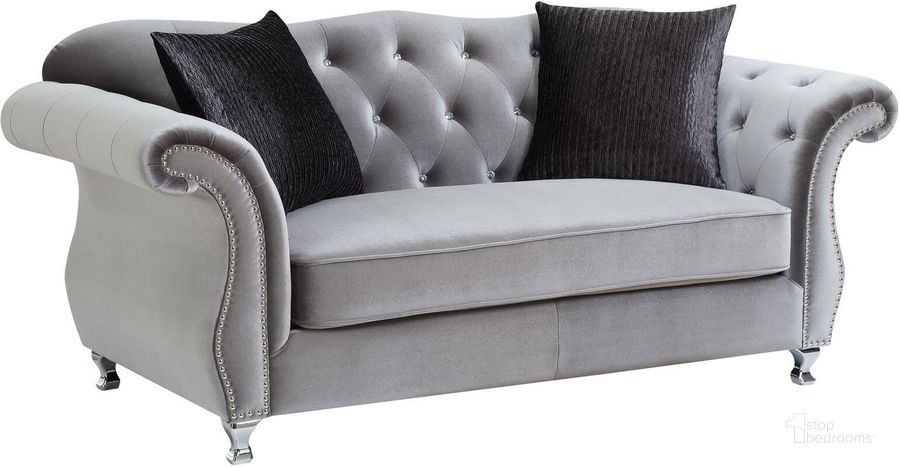 The appearance of Port Shoreham Silver Loveseat designed by Atelier Home in the modern / contemporary interior design. This silver piece of furniture  was selected by 1StopBedrooms from Port Shoreham Collection to add a touch of cosiness and style into your home. Sku: 551162. Material: Fabric. Product Type: Loveseat. Key Features: Tufted. Image1
