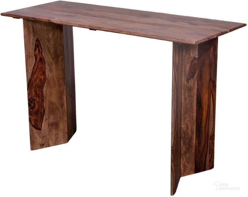 The appearance of Porter Designs Cambria Solid Sheesham Wood Console Table In Brown designed by Porter Designs in the modern / contemporary interior design. This brown piece of furniture  was selected by 1StopBedrooms from Cambria Collection to add a touch of cosiness and style into your home. Sku: 05-116-10-8402H. Material: Wood. Product Type: Console Table. Image1
