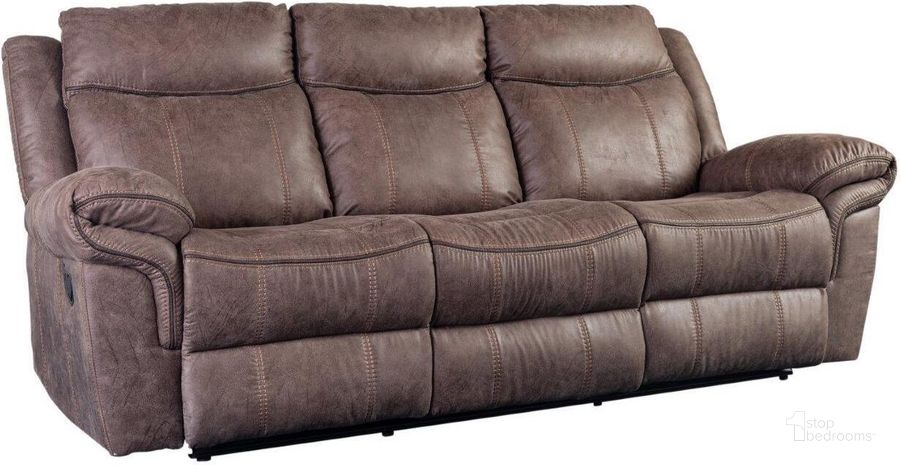 The appearance of Porter Designs Carrizo Reclining Sofa In Brown designed by Porter Designs in the transitional interior design. This brown piece of furniture  was selected by 1StopBedrooms from Carrizo Collection to add a touch of cosiness and style into your home. Sku: 03-180C-01-7621. Product Type: Reclining Sofa. Material: Polyurethane. Image1