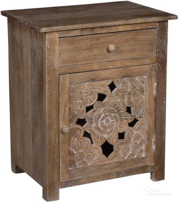 The appearance of Porter Designs Dahlia Solid Wood Nightstand In Brown designed by Porter Designs in the rustic / southwestern interior design. This brown piece of furniture  was selected by 1StopBedrooms from Dahlia Collection to add a touch of cosiness and style into your home. Sku: 04-196-04-BCC02. Material: Wood. Product Type: Nightstand. Image1