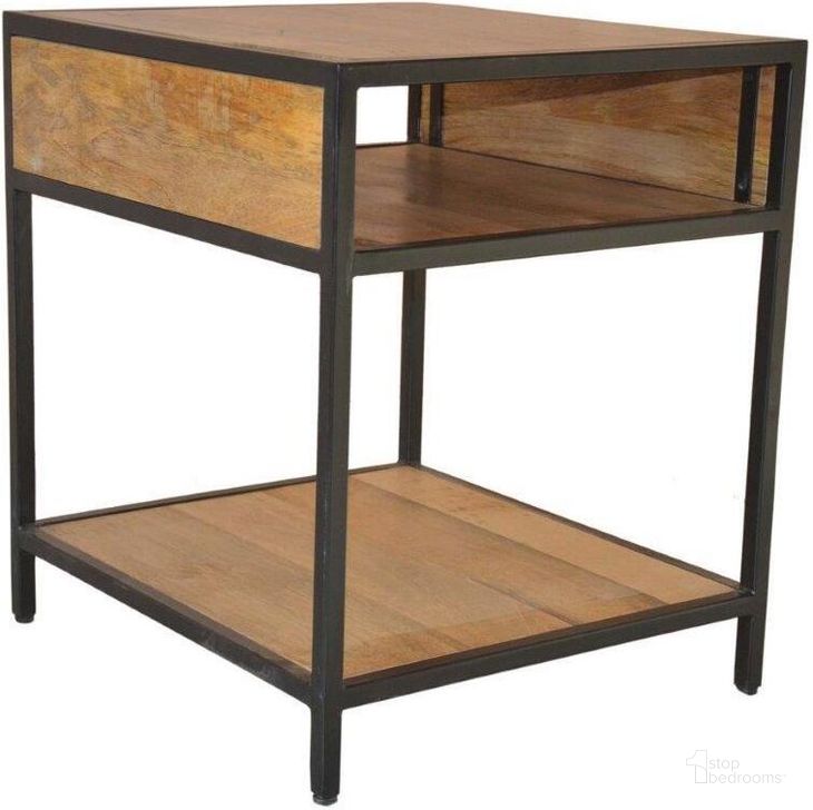 The appearance of Porter Designs Delancy Solid Wood End Table In Brown 05-116-07-0129 designed by Porter Designs in the industrial interior design. This brown piece of furniture  was selected by 1StopBedrooms from Delancy Collection to add a touch of cosiness and style into your home. Sku: 05-116-07-0129. Material: Wood. Product Type: End Table. Image1