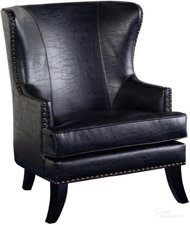 The appearance of Porter Designs Grant Crackle Leather Wingback Accent Chair In Black designed by Porter Designs in the modern / contemporary interior design. This black piece of furniture  was selected by 1StopBedrooms from Grant Collection to add a touch of cosiness and style into your home. Sku: 02-201-06-560. Material: Leather. Product Type: Accent Chair. Image1