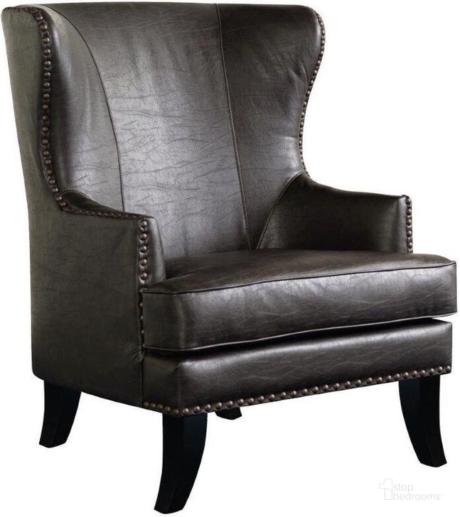 The appearance of Porter Designs Grant Crackle Leather Wingback Accent Chair In Brown designed by Porter Designs in the modern / contemporary interior design. This brown piece of furniture  was selected by 1StopBedrooms from Grant Collection to add a touch of cosiness and style into your home. Sku: 02-201-06-566. Material: Leather. Product Type: Accent Chair. Image1