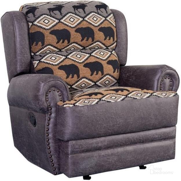 The appearance of Porter Designs Hunter Wildlife Pattern Reversible To Leather-Look Recliner In Gray designed by Porter Designs in the transitional interior design. This gray piece of furniture  was selected by 1StopBedrooms from Hunter Collection to add a touch of cosiness and style into your home. Sku: 03-33C-11-8022. Material: Fabric. Product Type: Recliner. Image1