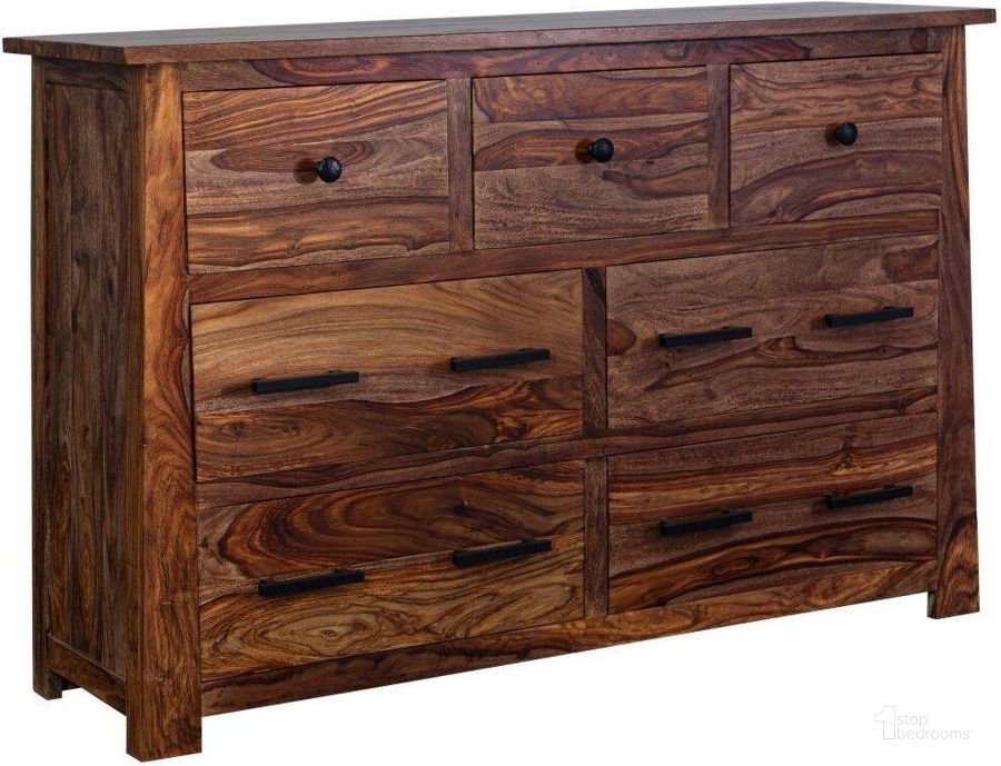 The appearance of Porter Designs Kalispell Solid Sheesham Wood Dresser In Natural 07-116-06-PDU105H designed by Porter Designs in the modern / contemporary interior design. This natural brown piece of furniture  was selected by 1StopBedrooms from Kalispell Collection to add a touch of cosiness and style into your home. Sku: 07-116-06-PDU105H. Material: Wood. Product Type: Dresser. Image1