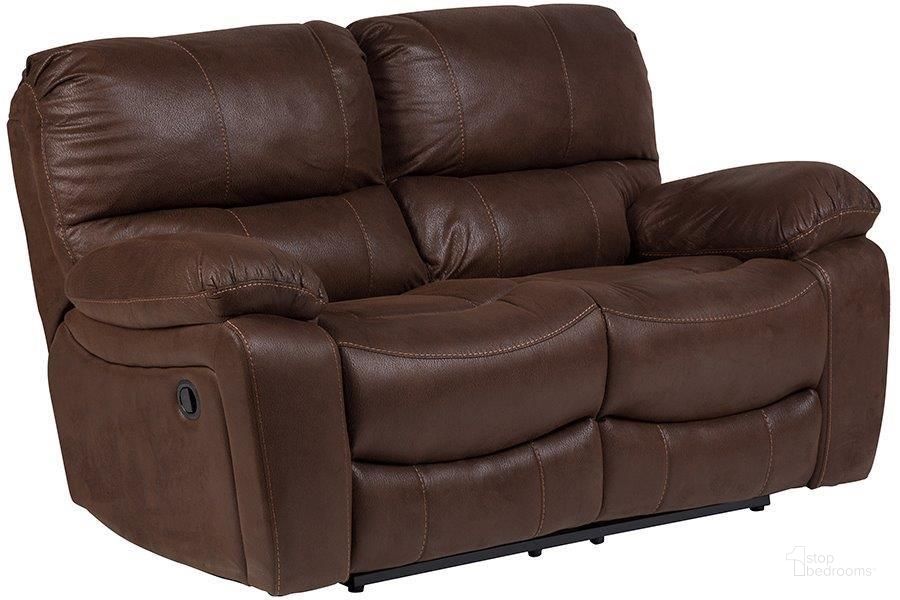 The appearance of Porter Designs Ramsey Leather-Look Dual Reclining Loveseat In Brown 03-112C-02B-6016 designed by Porter Designs in the transitional interior design. This brown piece of furniture  was selected by 1StopBedrooms from Ramsey Collection to add a touch of cosiness and style into your home. Sku: 03-112C-02B-6016. Material: Fabric. Product Type: Reclining Loveseat. Image1