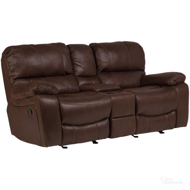 The appearance of Porter Designs Ramsey Leather-Look Reclining Console Loveseat In Brown 03-112C-02-6016 designed by Porter Designs in the transitional interior design. This brown piece of furniture  was selected by 1StopBedrooms from Ramsey Collection to add a touch of cosiness and style into your home. Sku: 03-112C-02-6016. Material: Leather. Product Type: Reclining Loveseat. Image1