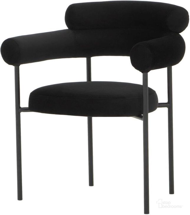 The appearance of Portia Black Dining Chair designed by Nuevo in the modern / contemporary interior design. This black piece of furniture  was selected by 1StopBedrooms from Portia Collection to add a touch of cosiness and style into your home. Sku: HGSN149. Material: Fabric. Product Type: Dining Chair. Image1
