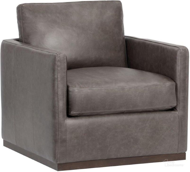 The appearance of Portman Swivel Lounge Chair - Marseille Concrete Leather designed by Sunpan in the modern / contemporary interior design. This grey piece of furniture  was selected by 1StopBedrooms from 5West Collection to add a touch of cosiness and style into your home. Sku: 106484. Material: Leather. Product Type: Lounge Chair. Image1
