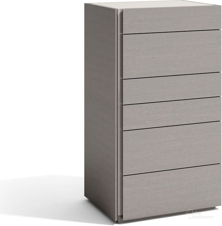 The appearance of Porto Chest in Grey designed by J&M in the modern / contemporary interior design. This grey piece of furniture  was selected by 1StopBedrooms from Porto Collection to add a touch of cosiness and style into your home. Sku: 17865-C. Product Type: Chest. Image1