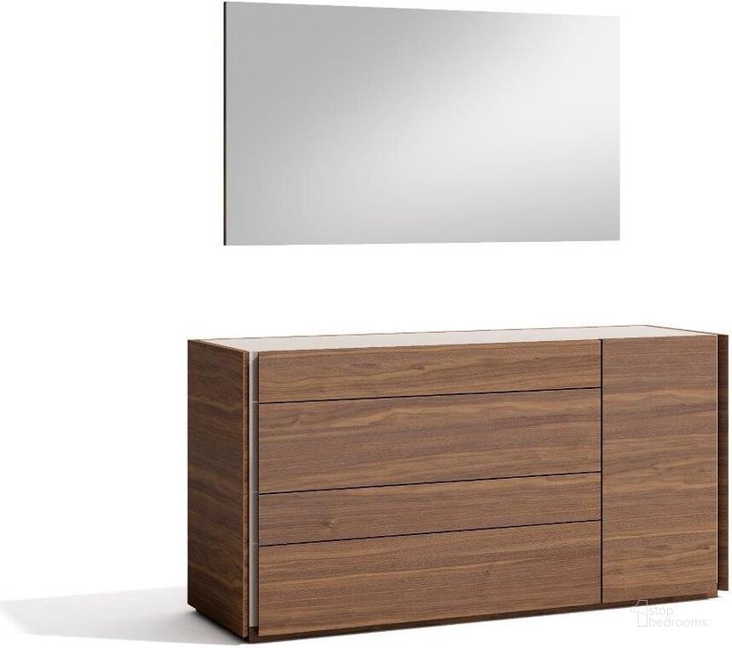 The appearance of Porto Dresser in Walnut designed by J&M in the modern / contemporary interior design. This walnut piece of furniture  was selected by 1StopBedrooms from Porto Collection to add a touch of cosiness and style into your home. Sku: 17866-D. Material: Wood. Product Type: Dresser. Image1