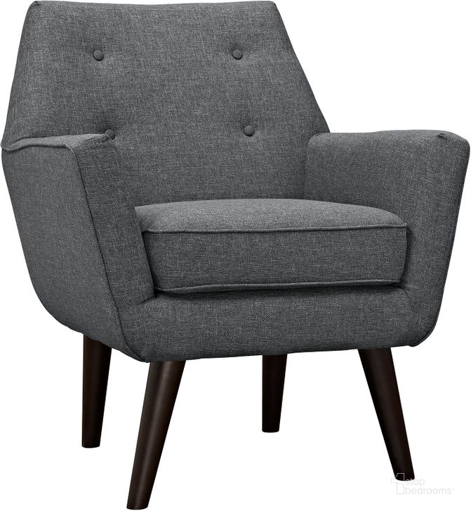 The appearance of Posit Gray Upholstered Fabric Arm Chair designed by Modway in the modern / contemporary interior design. This gray piece of furniture  was selected by 1StopBedrooms from Posit Collection to add a touch of cosiness and style into your home. Sku: EEI-2136-GRY. Material: Wood. Product Type: Living Room Chair. Image1