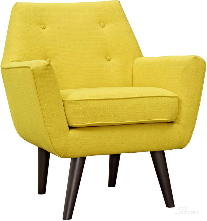 The appearance of Posit Upholstered Fabric Armchair In Sunny designed by Modway in the transitional interior design. This sunny piece of furniture  was selected by 1StopBedrooms from Posit Collection to add a touch of cosiness and style into your home. Sku: EEI-2136-SUN. Product Type: Living Room Chair. Material: Rubberwood. Image1