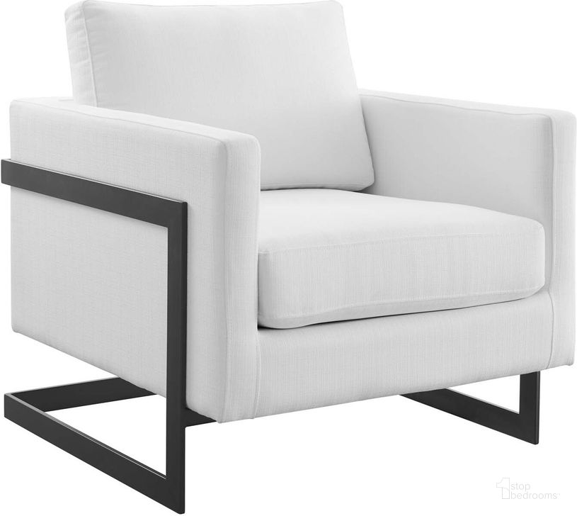 The appearance of Posse Upholstered Fabric Accent Chair EEI-4391-BLK-WHI designed by Modway in the modern / contemporary interior design. This white and black piece of furniture  was selected by 1StopBedrooms from Posse Collection to add a touch of cosiness and style into your home. Sku: EEI-4391-BLK-WHI. Material: Metal. Product Type: Accent Chair. Image1