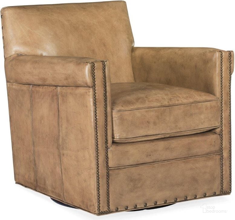 The appearance of Potter Brown Swivel Club Chair Cc719-Sw-087 designed by Hooker in the traditional interior design. This brown piece of furniture  was selected by 1StopBedrooms from Potter Collection to add a touch of cosiness and style into your home. Sku: CC719-SW-087. Material: Leather. Product Type: Swivel Chair. Image1