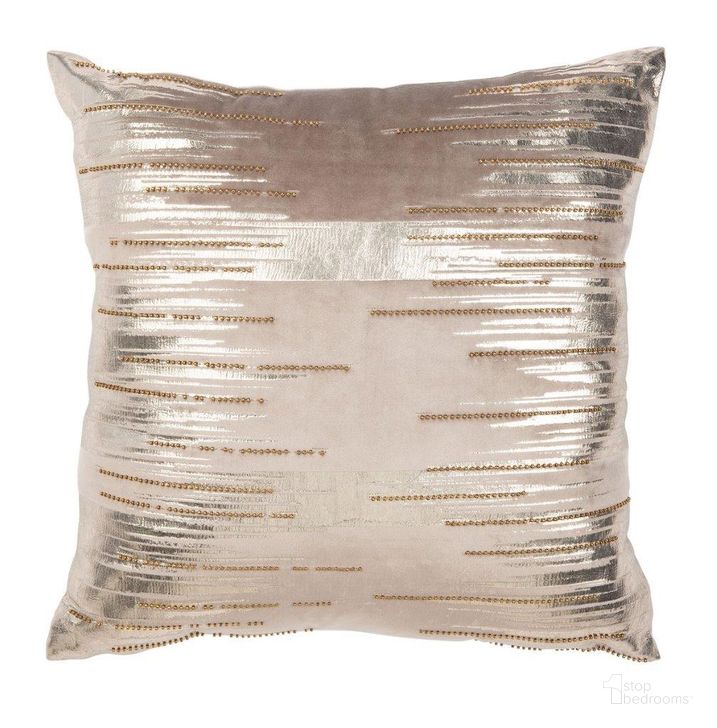 The appearance of Prasla Pillow in Taupe and Gold PLS7147A-1818 designed by Safavieh in the modern / contemporary interior design. This taupe/gold piece of furniture  was selected by 1StopBedrooms from Prasla Collection to add a touch of cosiness and style into your home. Sku: PLS7147A-1818. Product Type: Pillow. Image1