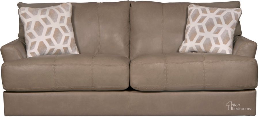 The appearance of Prato Top Grain Italian Leather Match Sofa with Cuddler Cushions In Putty designed by Jackson in the traditional interior design. This putty piece of furniture  was selected by 1StopBedrooms from Prato Collection to add a touch of cosiness and style into your home. Sku: 248203127356307356. Material: Leather. Product Type: Sofa. Image1
