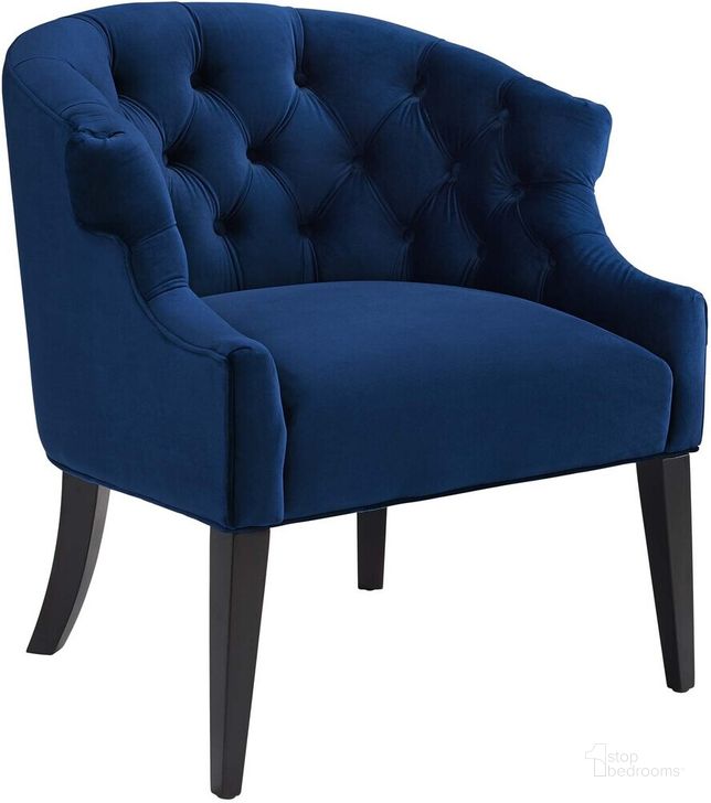 The appearance of Precept Accent Performance Velvet Armchair In Navy designed by Modway in the modern / contemporary interior design. This navy piece of furniture  was selected by 1StopBedrooms from Precept Collection to add a touch of cosiness and style into your home. Sku: EEI-3452-NAV. Material: Wood. Product Type: Living Room Chair. Image1