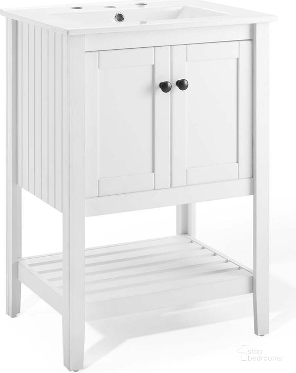 The appearance of Prestige 24 Inch Bathroom Vanity EEI-4246-WHI-WHI designed by Modway in the modern / contemporary interior design. This gray piece of furniture  was selected by 1StopBedrooms from Prestige Collection to add a touch of cosiness and style into your home. Sku: EEI-4246-WHI-WHI. Material: Wood. Product Type: Bathroom Vanity. Image1