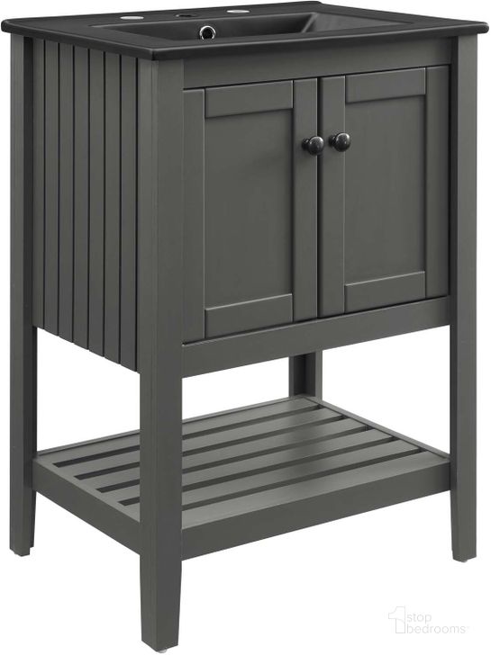The appearance of Prestige 24 Inch Bathroom Vanity EEI-5358-GRY-BLK designed by Modway in the modern / contemporary interior design. This gray black piece of furniture  was selected by 1StopBedrooms from Prestige Collection to add a touch of cosiness and style into your home. Sku: EEI-5358-GRY-BLK. Material: Ceramic. Product Type: Bathroom Vanity. Image1