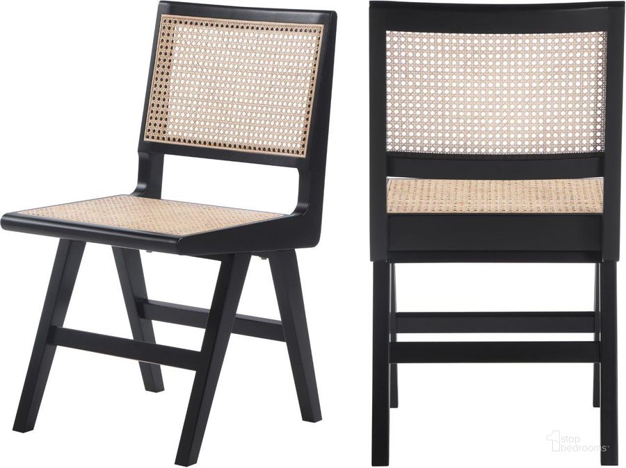 The appearance of Preston Black Dining Side Chair Set of 2 designed by Meridian in the transitional interior design. This black piece of furniture  was selected by 1StopBedrooms from Preston Collection to add a touch of cosiness and style into your home. Sku: 588Black-SC. Product Type: Side Chair. Material: Rubberwood. Image1