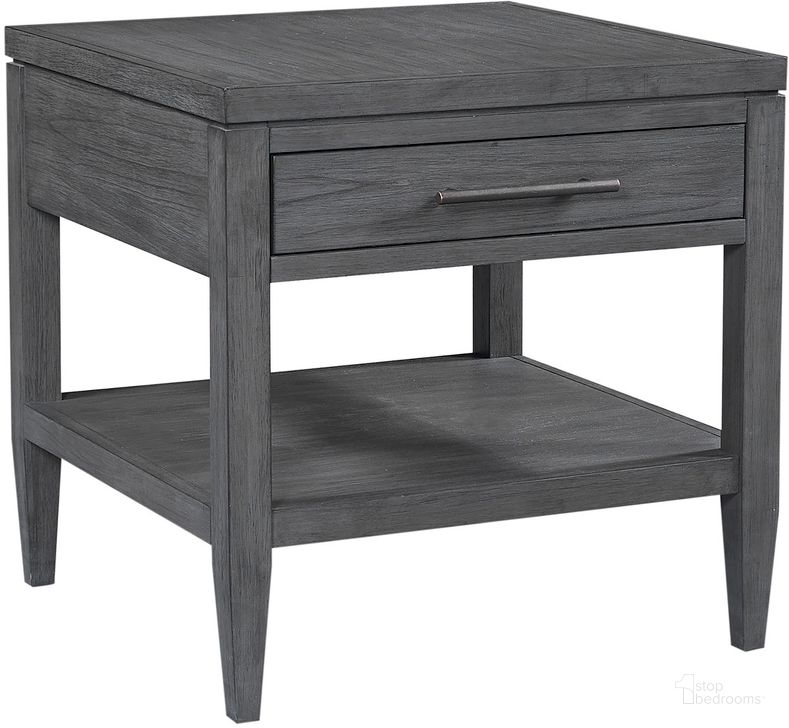 The appearance of Preston End Table In Grey designed by Aspenhome in the modern / contemporary interior design. This grey piece of furniture  was selected by 1StopBedrooms from Preston Collection to add a touch of cosiness and style into your home. Sku: I597-9140. Material: Wood. Product Type: End Table. Image1