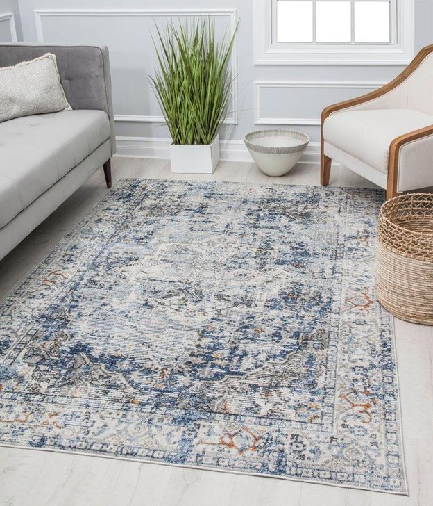 The appearance of Preston PS20A Blue Sailing Transitional Vintage Gray 8' x 10' Area Rug designed by Rugs America in the transitional interior design. This gray piece of furniture  was selected by 1StopBedrooms from Preston Collection to add a touch of cosiness and style into your home. Sku: RA30129. Material: Polypropylene. Product Type: Area Rugs. Image1
