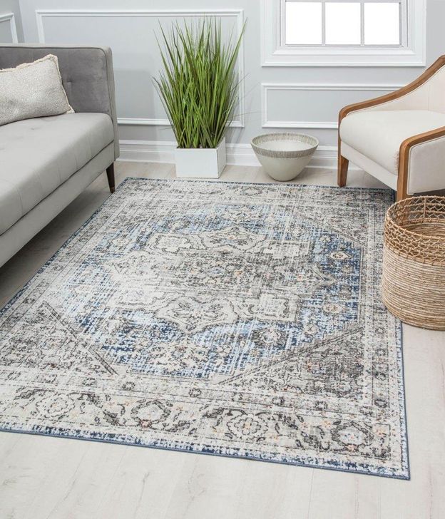 The appearance of Preston PS40A Magnolia Hatchwork Transitional Vintage Gray 8' x 10' Area Rug designed by Rugs America in the transitional interior design. This gray piece of furniture  was selected by 1StopBedrooms from Preston Collection to add a touch of cosiness and style into your home. Sku: RA30165. Material: Polypropylene. Product Type: Area Rugs. Image1