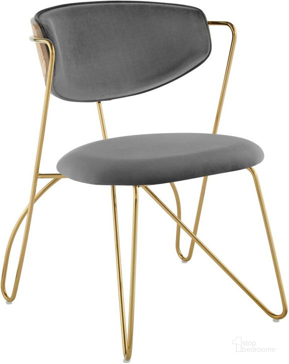 The appearance of Prevail Gold Stainless Steel Dining and Accent Performance Velvet Chair In Gold Gray designed by Modway in the transitional interior design. This gold gray piece of furniture  was selected by 1StopBedrooms from Prevail Collection to add a touch of cosiness and style into your home. Sku: EEI-3606-GLD-GRY. Product Type: Dining Chair. Material: Plywood. Image1