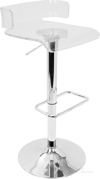The appearance of Pride Contemporary Adjustable Barstool In Clear Acrylic designed by Lumisource in the modern / contemporary interior design. This clear piece of furniture  was selected by 1StopBedrooms from Pride Collection to add a touch of cosiness and style into your home. Sku: BS-PRIDE CL. Product Type: Barstool. Material: Acrylic. Image1